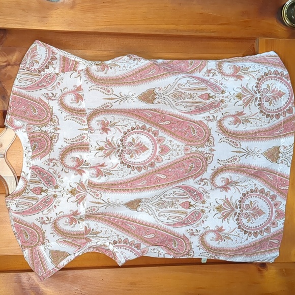 SPLIT* Paisley print 100% cotton cap sleeve side slit v neck lightweight blouse - Picture 9 of 9